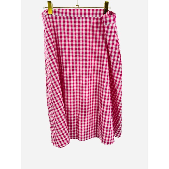 Isaac Mizrahi Live Dresses & Skirts - Isaac Mizrahi Live Pink White Gingham Check Midi Skirt Elastic Waist Size 22WP